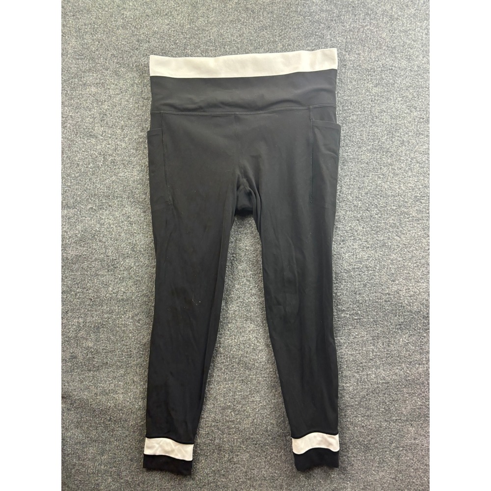 Athleta Salutation Stash Double Up Tight Womens L Black White Leggings